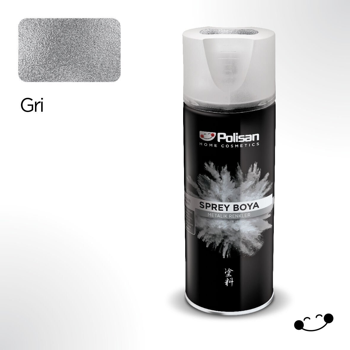 Polisan Metalik Gri Sprey Boya 400 ml