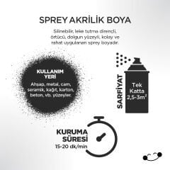 Polisan Akrilik Mat Siyah Sprey Boya 400 ml - RAL 9004