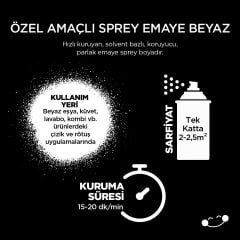Polisan Özel Amaçlı Emaye Beyaz Sprey Boya 400 ml